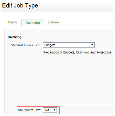 use interim progress text for invoices types of invoices