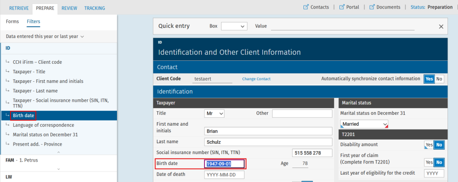 Quickly view data entered